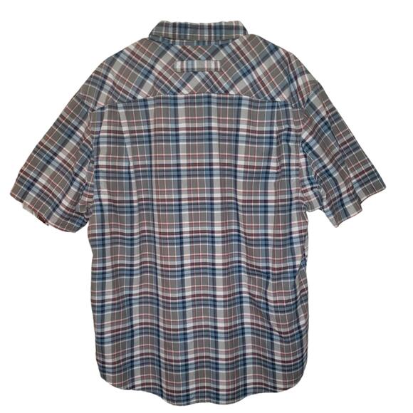 Duluth Trading Co. Men's L Plaid Work Shirt Short Sleeve Gray Blue Western - Picture 4 of 9